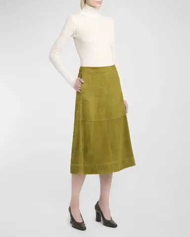Bottega Veneta Paneled Suede Knee-Length Skirt | Thumbnail 2 Bottega Veneta Paneled Suede Knee-Length Skirt | Thumbnail 2