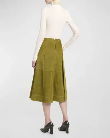 Bottega Veneta Paneled Suede Knee-Length Skirt | Thumbnail 6 Bottega Veneta Paneled Suede Knee-Length Skirt | Thumbnail 6