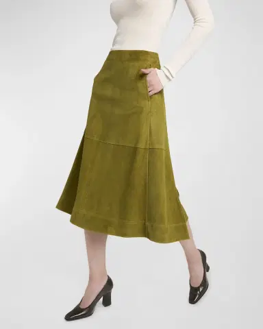 Bottega Veneta Paneled Suede Knee-Length Skirt | Thumbnail 7 Bottega Veneta Paneled Suede Knee-Length Skirt | Thumbnail 7