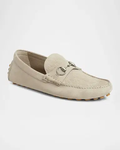 Gucci Men's Byorn Guccisima Suede Bit Loafers | Thumbnail 2