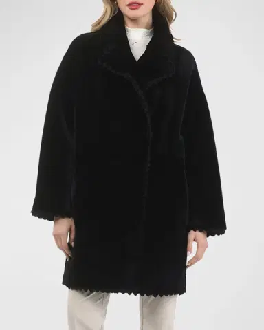 Gorski Reversible Lamb Shearling Jacket With Embroidered Trim | Thumbnail 3 Gorski Reversible Lamb Shearling Jacket With Embroidered Trim | Thumbnail 3