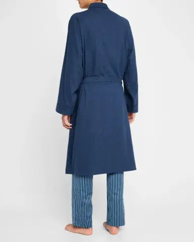Neiman Marcus Men's Brushed Flannel Robe | Thumbnail 3 Neiman Marcus Men's Brushed Flannel Robe | Thumbnail 3