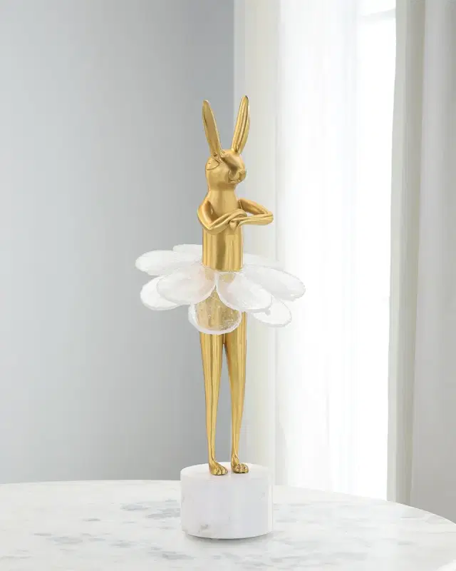John-Richard Collection Ballerina Bunny Sculpture on Marble Base I