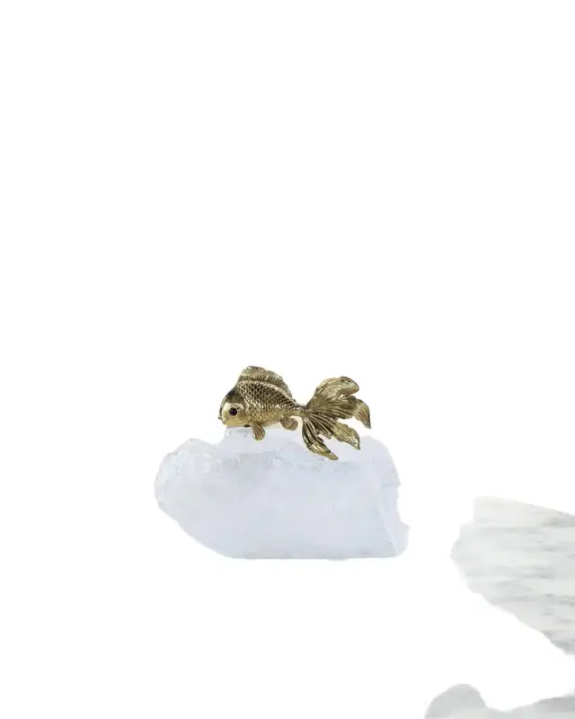 John-Richard Collection Fantail Goldfish Sculpture on Selenite III
