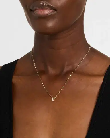 LANA Flawless Mini Intial Pendant Necklace with Jump Ring, 16-18"L | Thumbnail 1 LANA Flawless Mini Intial Pendant Necklace with Jump Ring, 16-18"L | Thumbnail 1