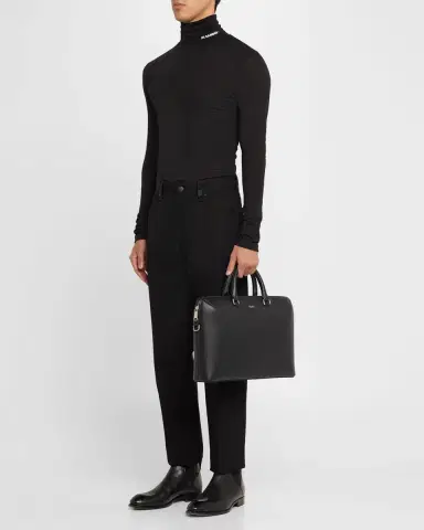 ZEGNA Men 's Leather Business Briefcase | Thumbnail 5