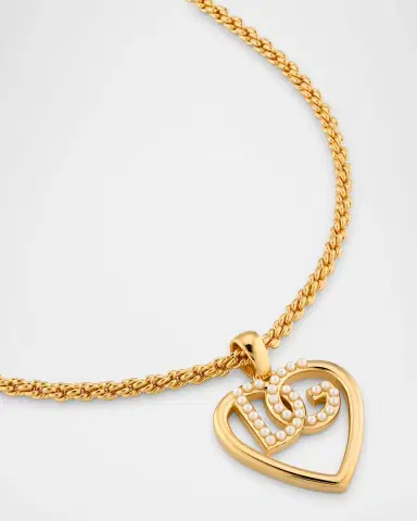 Dolce & Gabbana Embellished DG Logo Heart Pendant Necklace | Thumbnail 3