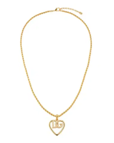 Dolce & Gabbana Embellished DG Logo Heart Pendant Necklace | Thumbnail 1
