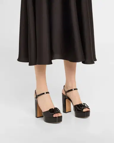 Valentino Garavani VLogo Medallion Glossy Platform Sandals | Thumbnail 2
