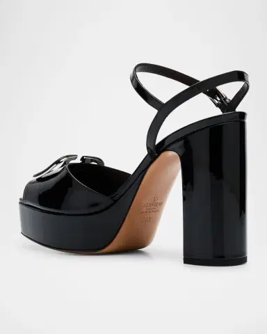 Valentino Garavani VLogo Medallion Glossy Platform Sandals | Thumbnail 4