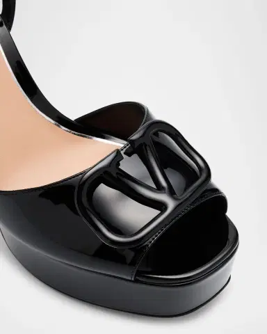Valentino Garavani VLogo Medallion Glossy Platform Sandals | Thumbnail 5