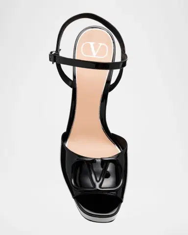 Valentino Garavani VLogo Medallion Glossy Platform Sandals | Thumbnail 6