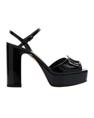 Valentino Garavani VLogo Medallion Glossy Platform Sandals | Thumbnail 1