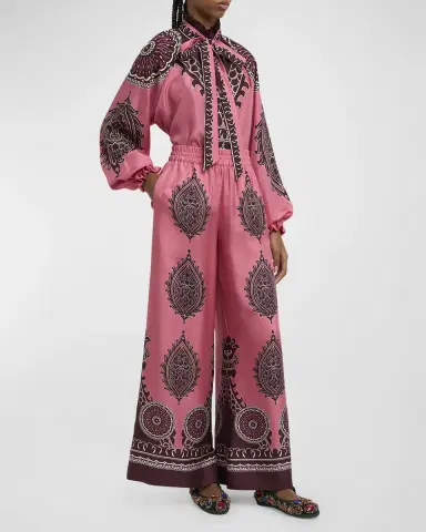 La DoubleJ Silk Wide-Leg Pull-On Palazzo Pants | Thumbnail 2
