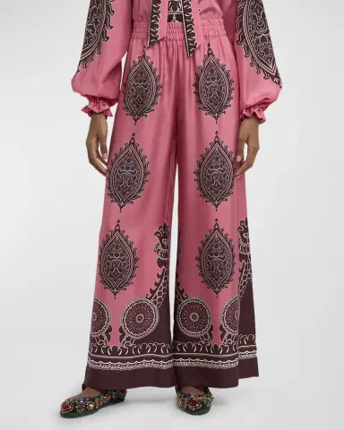 La DoubleJ Silk Wide-Leg Pull-On Palazzo Pants | Thumbnail 4