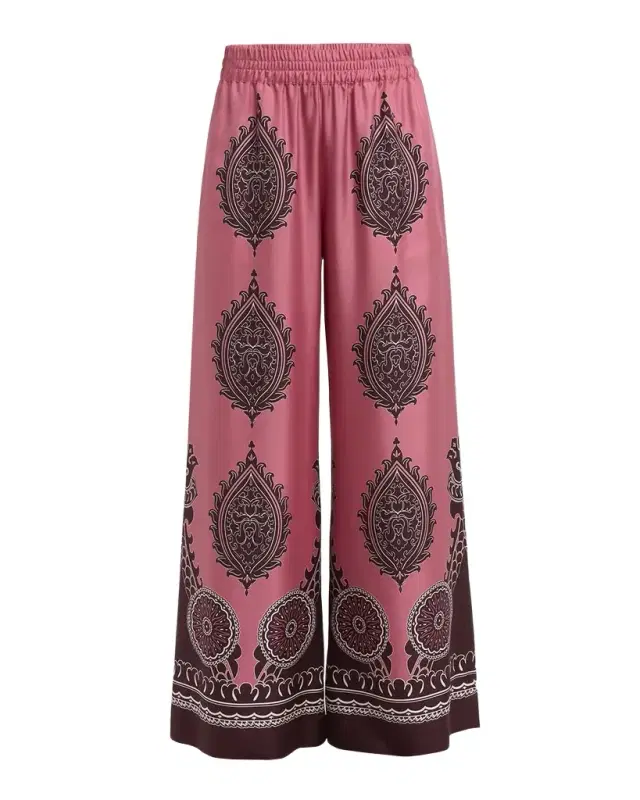Silk Wide-Leg Pull-On Palazzo Pants
