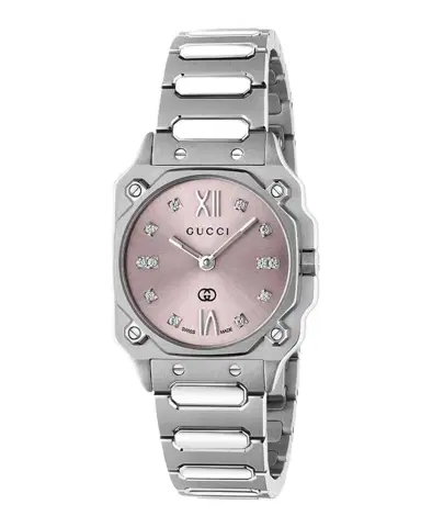Gucci Stainless Steel G-Flat 24mm Bracelet Watch with Diamonds | Thumbnail 1