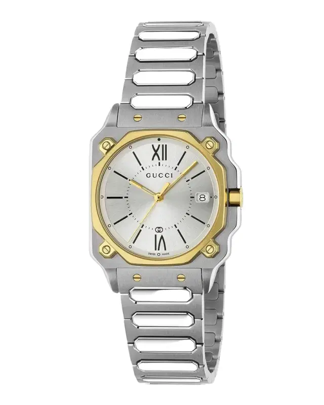 Gucci Two-Tone Stainless Steel G-Flat 30mm Bracelet Watch