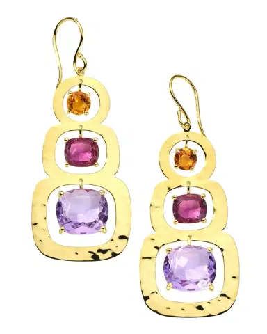 Ippolita Rock Candy Rainbow Crinkle 3-Stone Earrings in 18K Gold | Thumbnail 1