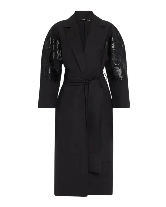 Natori Applique Tech Taffeta Trench Coat