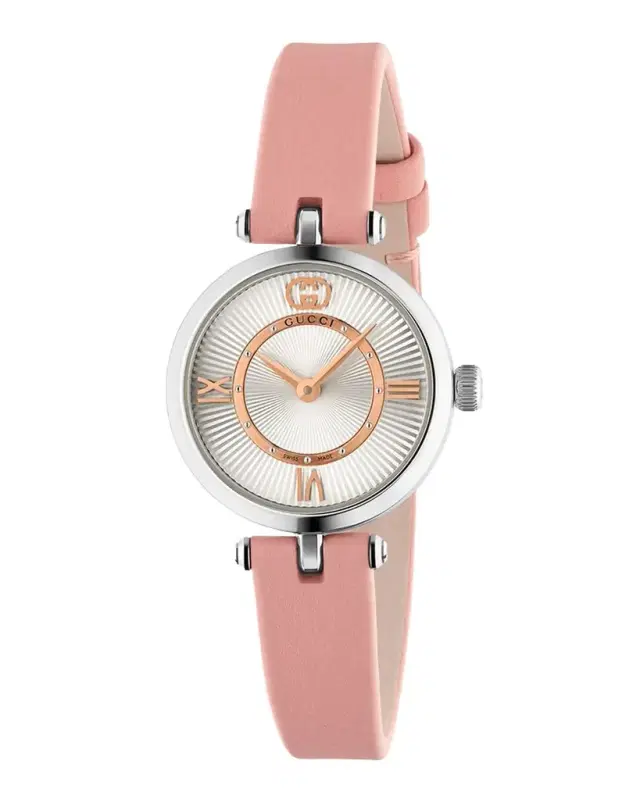 Gucci Stainless Steel Model 2000 24mm Watch with Pink Leather Strap
