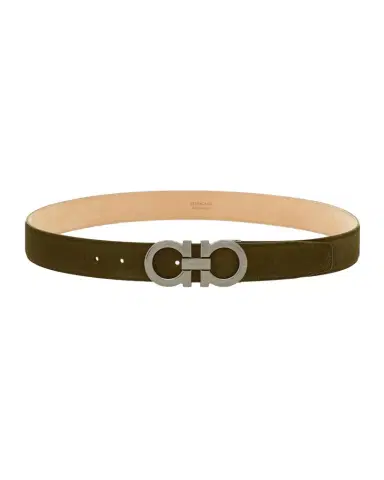 Ferragamo Men's Suede Gancini-Buckle Belt | Thumbnail 1