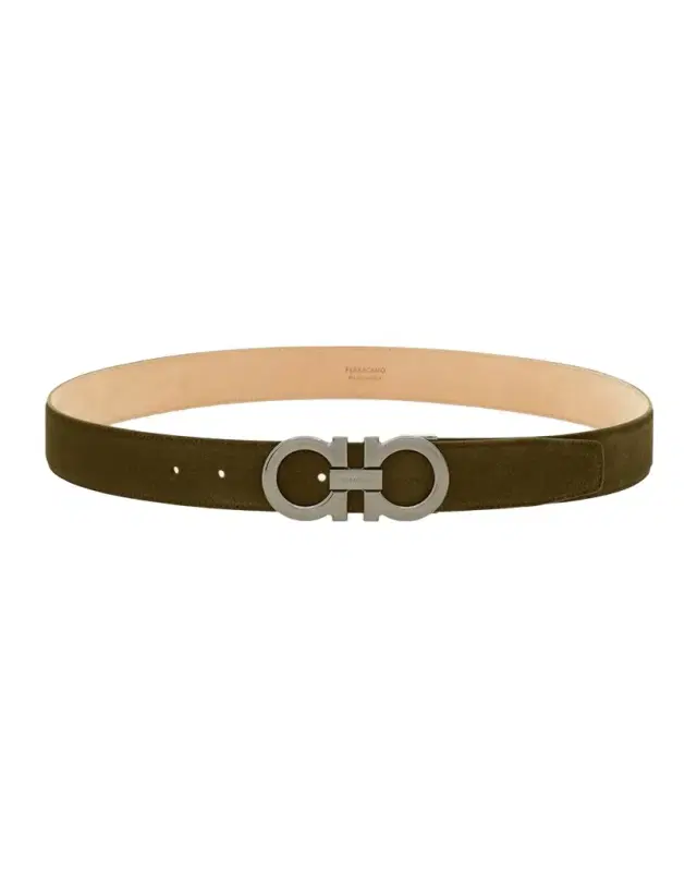 Men 's Suede Gancini-Buckle Belt
