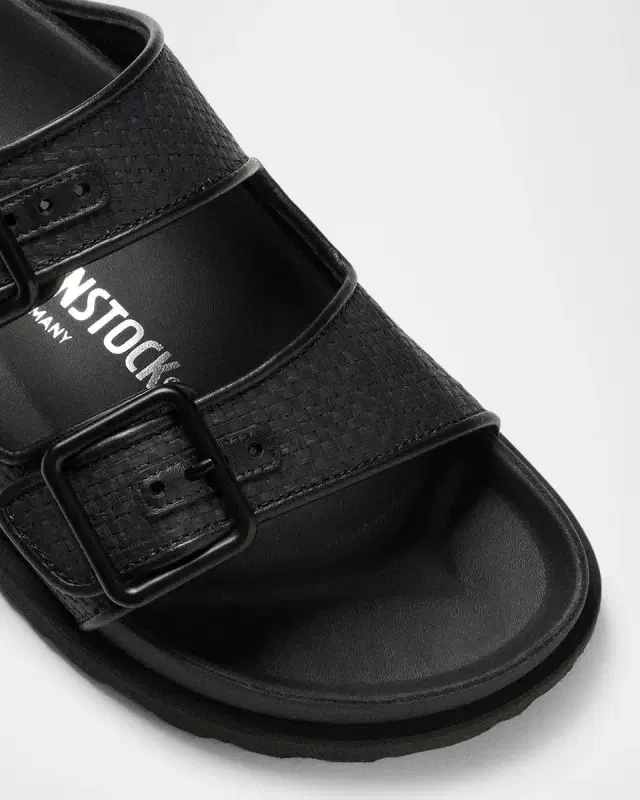 Arizona Raffia Dual-Buckle Slide Sandals