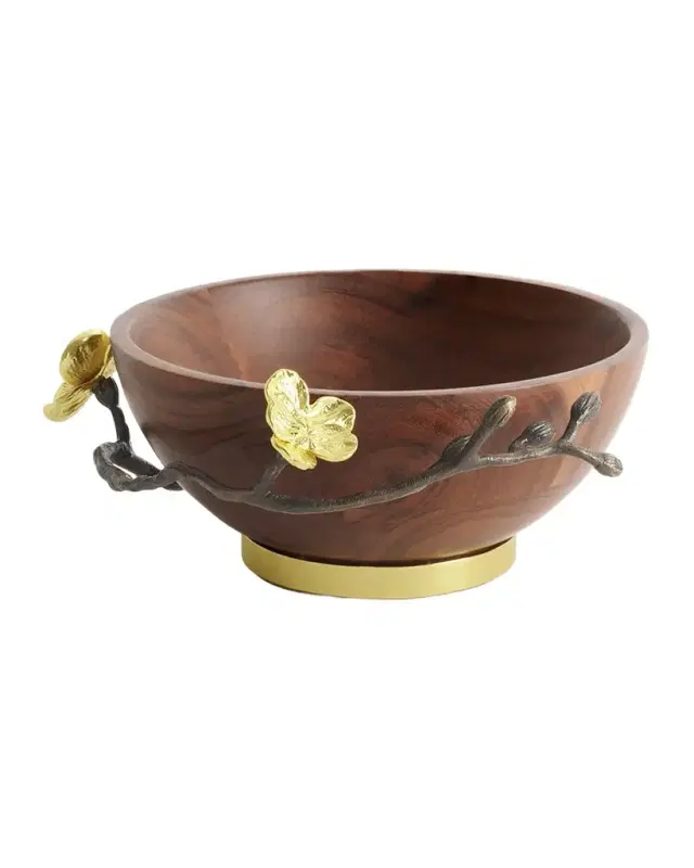 Gold Orchid Small Wood Bowl