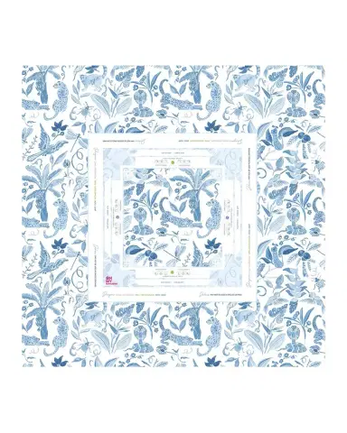 OH MY MAHJONG x Catherine Cartie Amazon Blue Instructional Mahjong Tablecloth, 56" Square | Thumbnail 1
