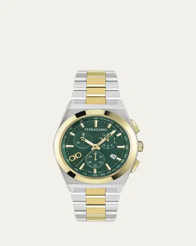 Ferragamo Vega Upper East Chrono Two-Tone Bracelet Watch, 42mm | Thumbnail 4 Ferragamo Vega Upper East Chrono Two-Tone Bracelet Watch, 42mm | Thumbnail 4