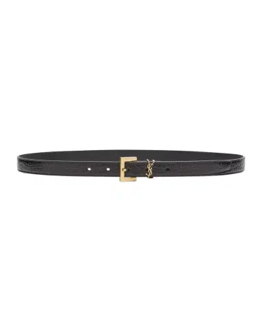 Saint Laurent Cassandre YSL Croc-Embossed Leather Belt | Thumbnail 1
