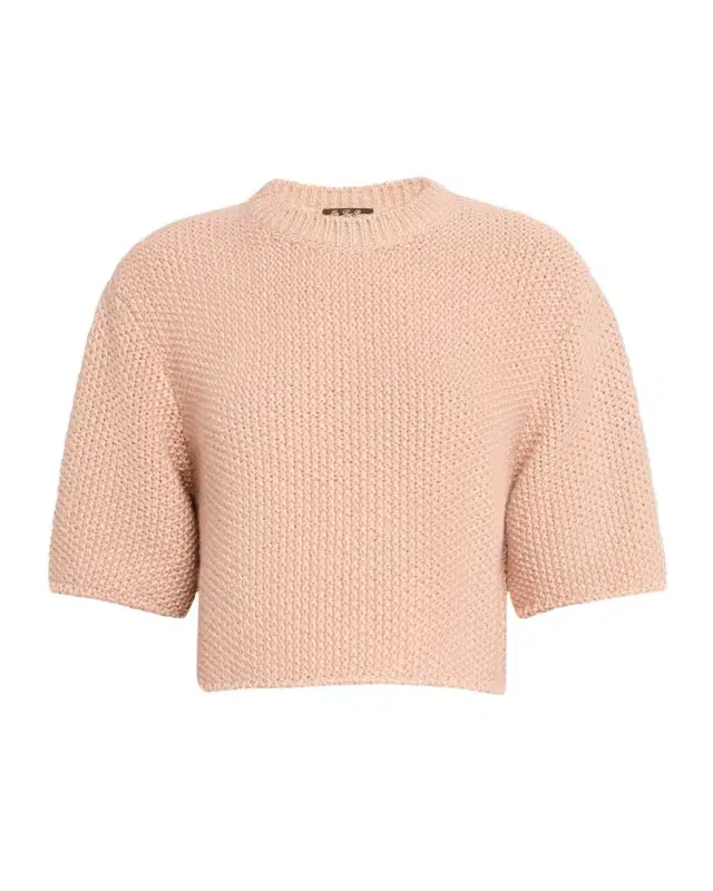 Boccioleto Cashmere-Silk Crewneck Crop Sweater