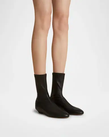 Khaite Apollo Leather Zip Ankle Boots | Thumbnail 2
