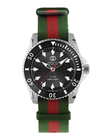Gucci Dive Green and Red Nylon-Strap Watch, 40mm | Thumbnail 1 Gucci Dive Green and Red Nylon-Strap Watch, 40mm | Thumbnail 1