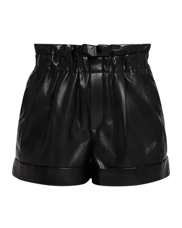 ALICE + OLIVIA Reagan Vegan Leather Paperbag Shorts