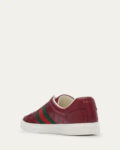 Gucci Men's Ace GG Embossed Leather Low-Top Sneakers | Thumbnail 5 Gucci Men's Ace GG Embossed Leather Low-Top Sneakers | Thumbnail 5