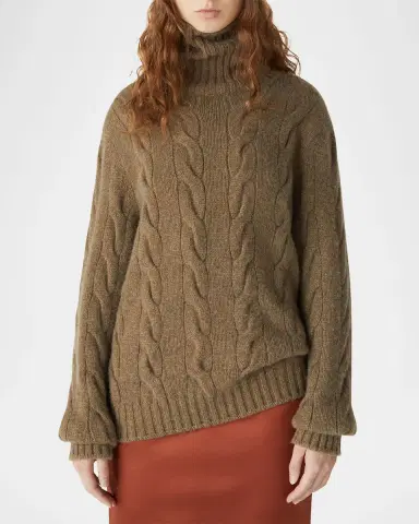 Loro Piana Napier Cable-Knit Cashmere Turtleneck Sweater | Thumbnail 4