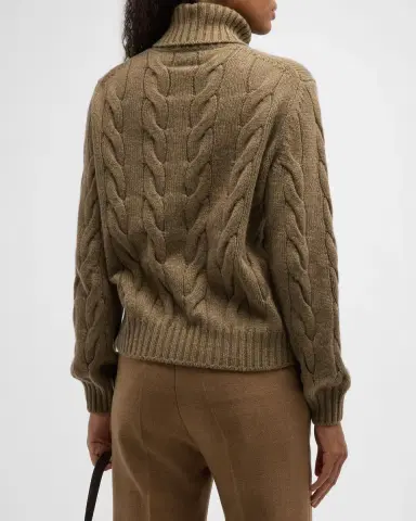 Loro Piana Napier Cable-Knit Cashmere Turtleneck Sweater | Thumbnail 6
