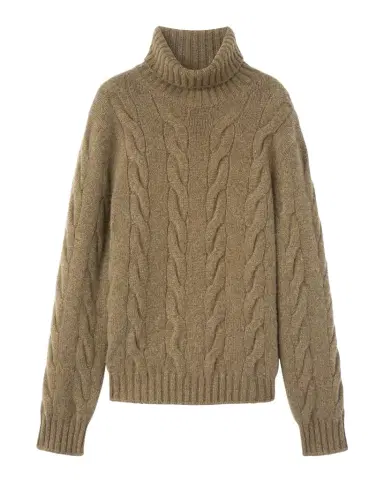 Loro Piana Napier Cable-Knit Cashmere Turtleneck Sweater | Thumbnail 1