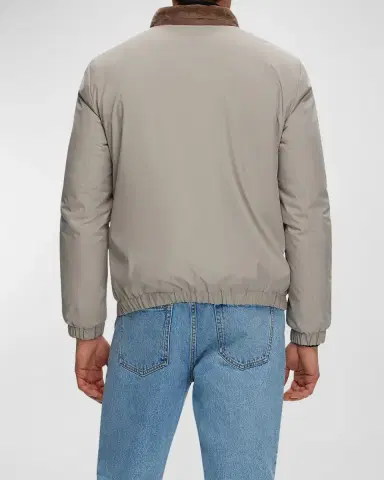 Gorski Men's Lamb Shearling Lined Bomber Jacket | Thumbnail 4 Gorski Men's Lamb Shearling Lined Bomber Jacket | Thumbnail 4