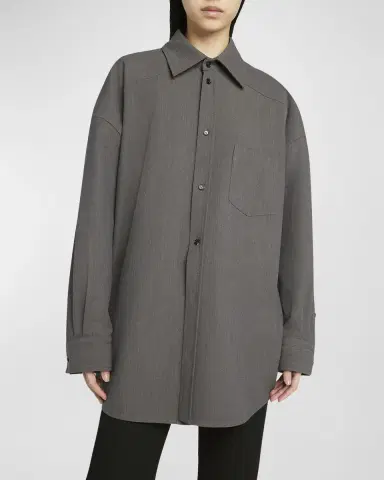 Bottega Veneta Wool-Blend Buttoned Shirt | Thumbnail 7