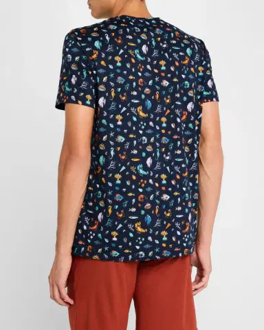 Derek Rose Men's Robin Sea Creatures Print Crewneck T-Shirt | Thumbnail 3 Derek Rose Men's Robin Sea Creatures Print Crewneck T-Shirt | Thumbnail 3