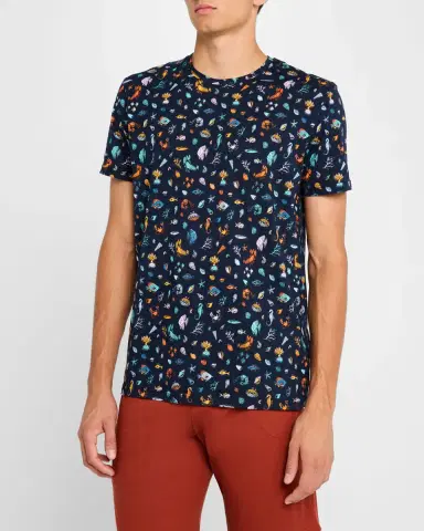 Derek Rose Men's Robin Sea Creatures Print Crewneck T-Shirt | Thumbnail 4 Derek Rose Men's Robin Sea Creatures Print Crewneck T-Shirt | Thumbnail 4