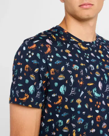 Derek Rose Men's Robin Sea Creatures Print Crewneck T-Shirt | Thumbnail 5 Derek Rose Men's Robin Sea Creatures Print Crewneck T-Shirt | Thumbnail 5