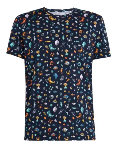 Derek Rose Men's Robin Sea Creatures Print Crewneck T-Shirt | Thumbnail 1 Derek Rose Men's Robin Sea Creatures Print Crewneck T-Shirt | Thumbnail 1