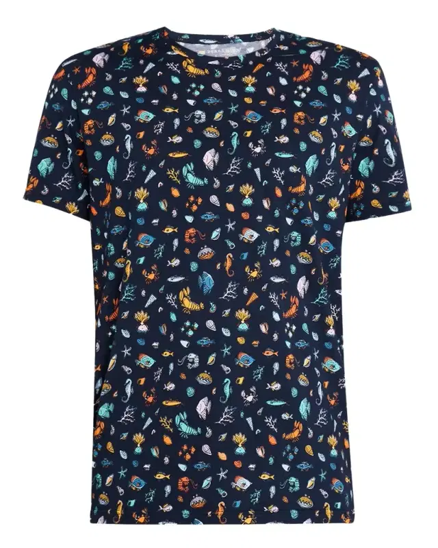 Men 's Robin Sea Creatures Print Crewneck T-Shirt