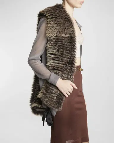 Saint Laurent Lamb Fur & Cashmere Scarf | Thumbnail 3