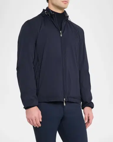 Corneliani Men's Technical Fabric Reversible Hooded Jacket | Thumbnail 4