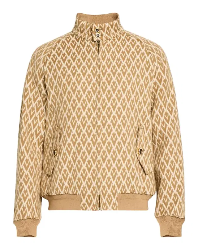 Men 's V Jacquard Wool Harrington Jacket